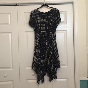 Anthropologie Navy Asymmetrical Hem Dress